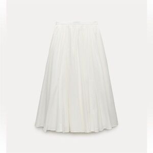 Zara White Cotton Midi Skirt